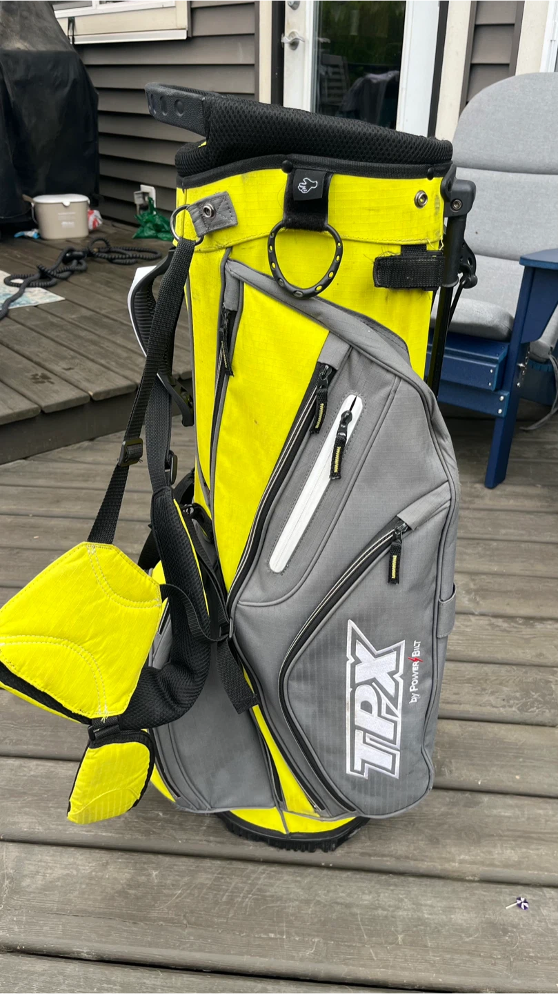 TPX PowerBuilt Yellow & Grey Golf Stand Bag