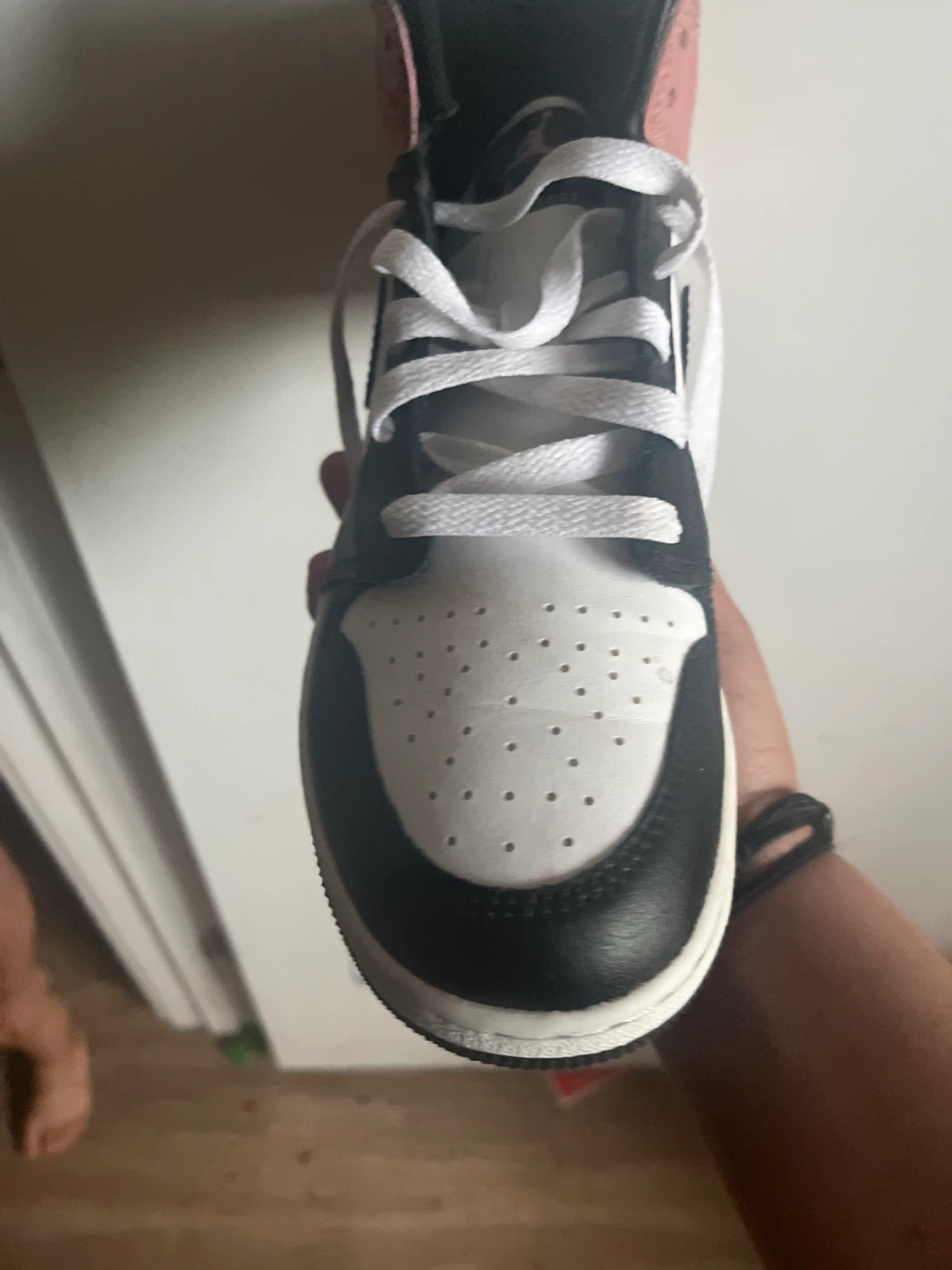 Air Jordan 1 Mid SE Pink Black White TD Shoes