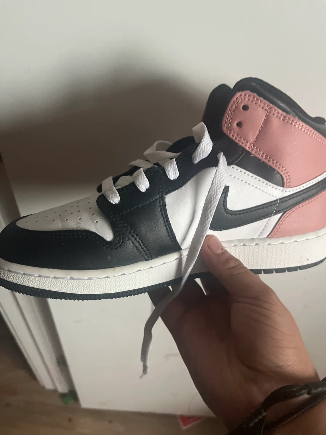 Air Jordan 1 Mid SE Pink Black White TD Shoes - photo 2