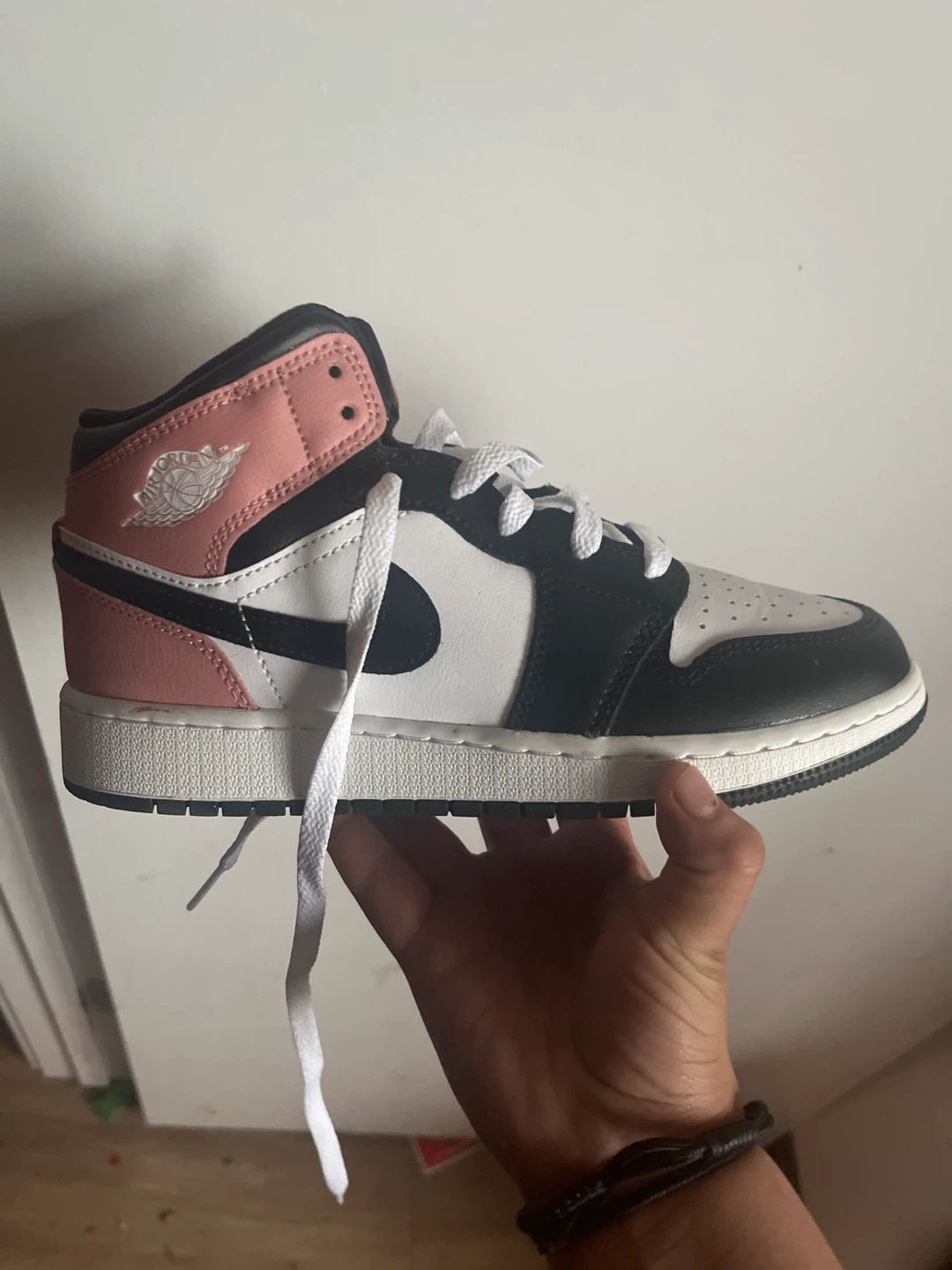 Air Jordan 1 Mid SE Pink Black White TD Shoes - photo 3