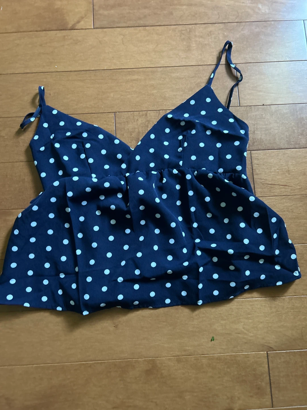 Navy Blue Polka Dot Camisole Top