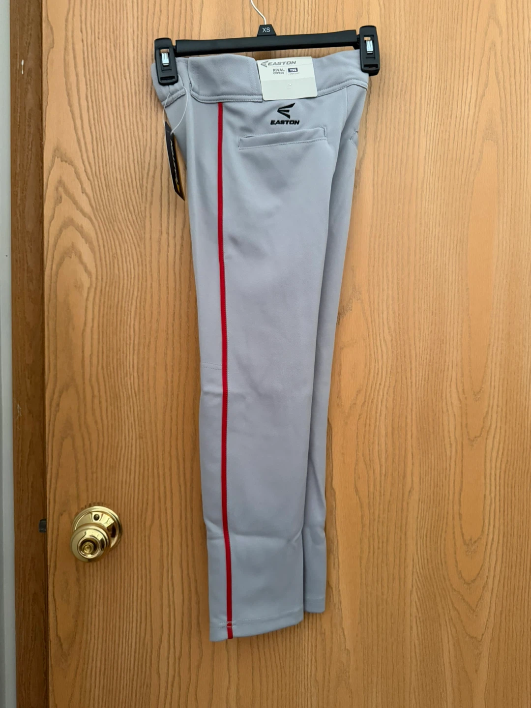 Easton Rival Youth Baseball Pants Grey Red Piped YXS