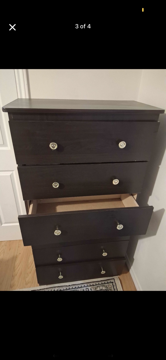 Tall Dark Brown 5-Drawer Dresser needs repair - photo 2