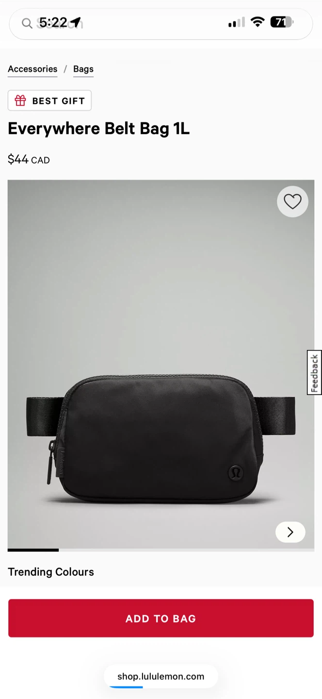 Lululemon Everywhere Belt Bag 1L Black