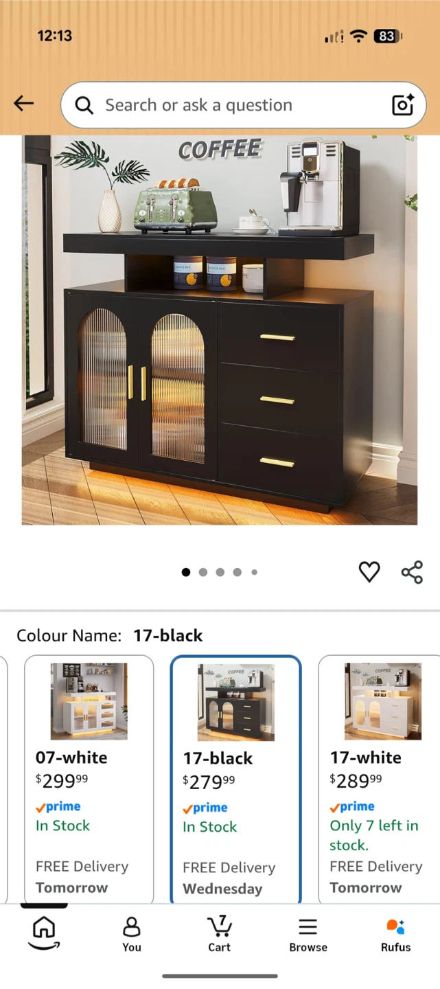 Black Storage Cabinet with Gold Handles
