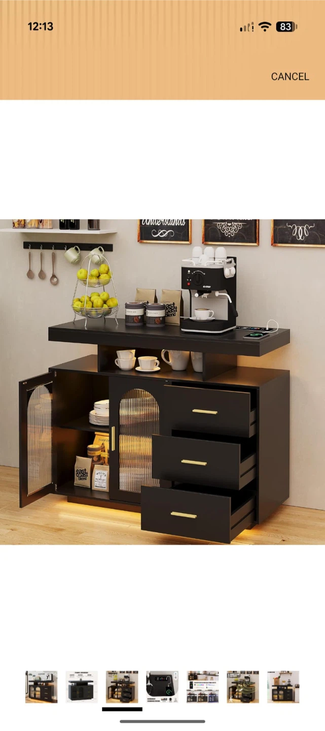 Black Storage Cabinet with Gold Handles - photo 3