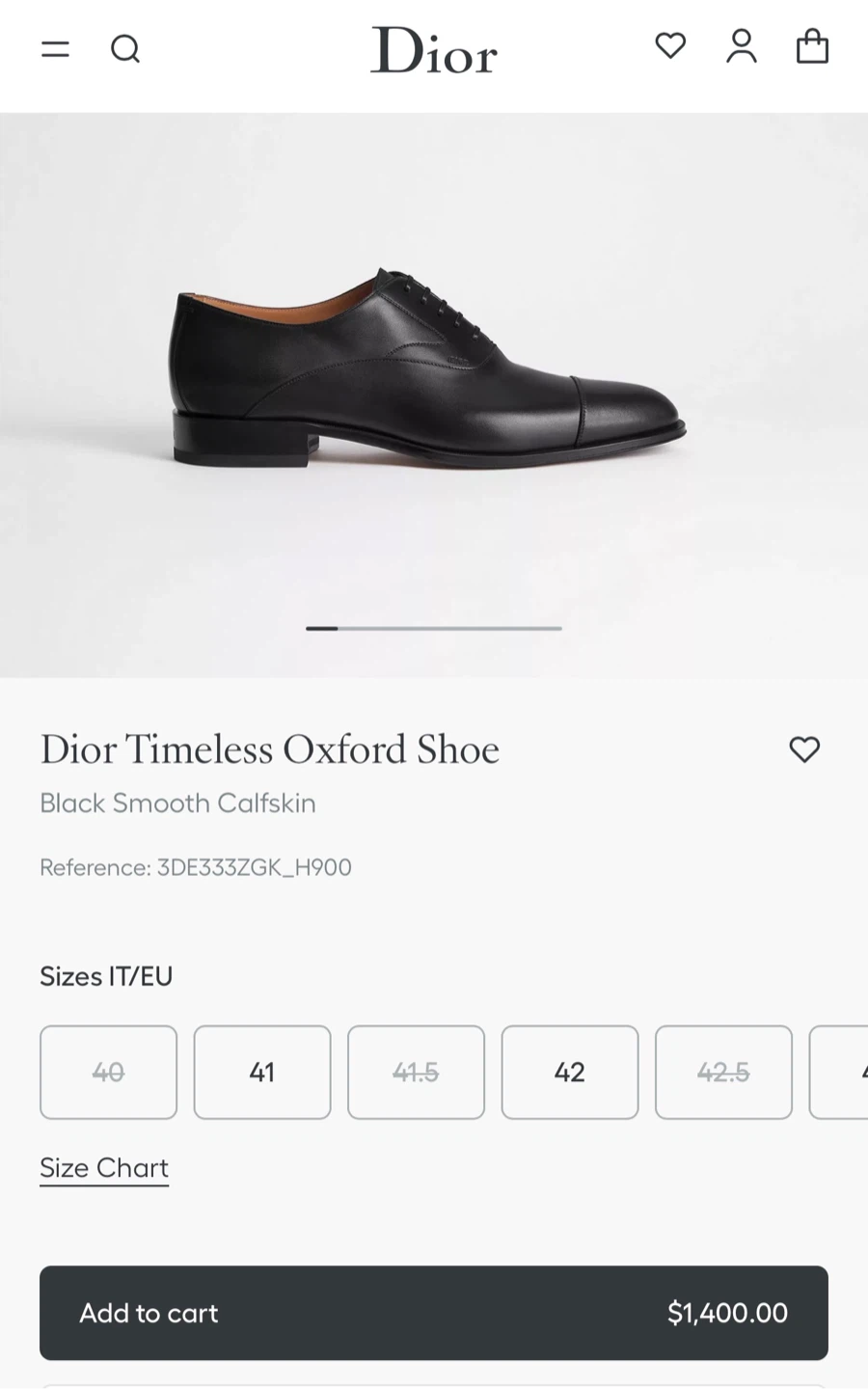 Dior Men's Black Leather Oxford Shoes Size 45