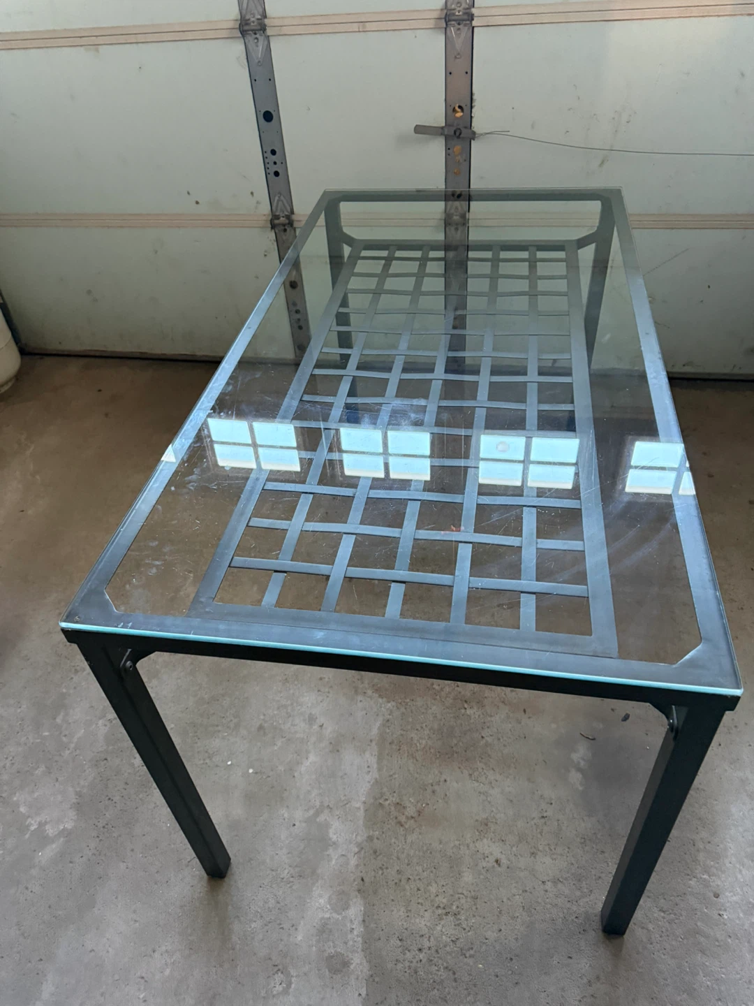 Glass top, metal base table - photo 2