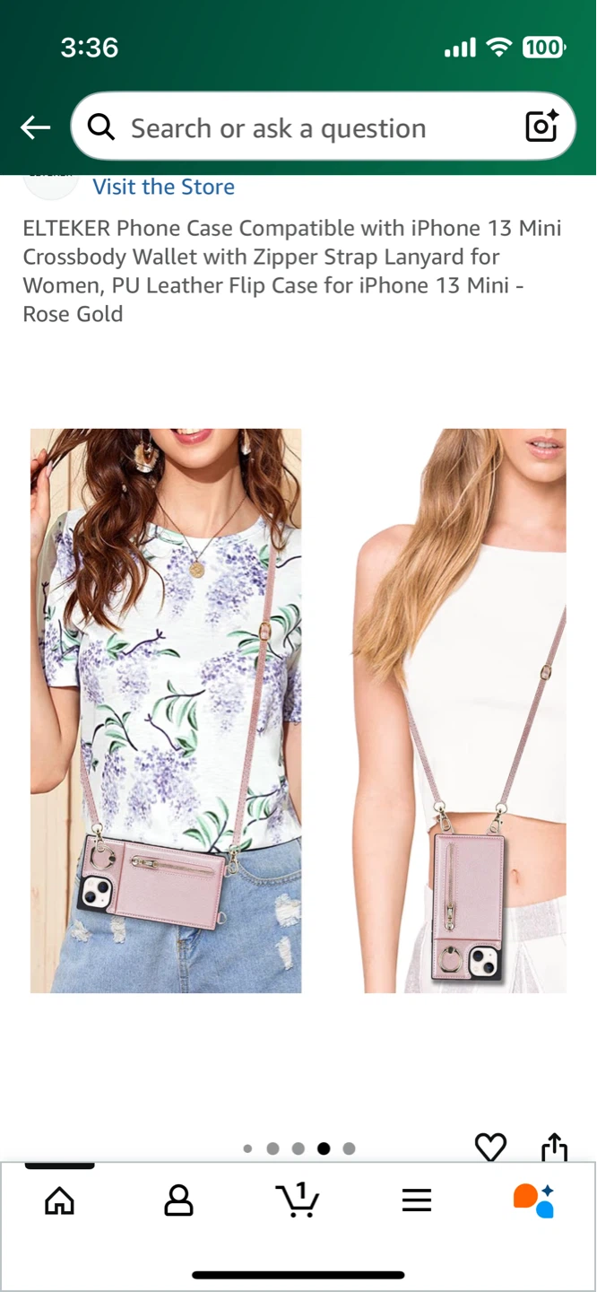 ELTEKER iPhone 13 Mini  Crossbody Case with Strap - Rose Gold
