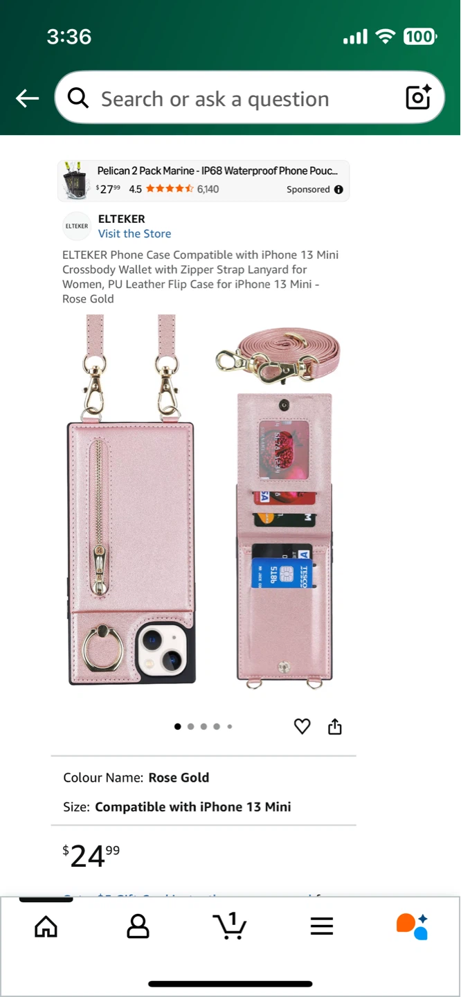 ELTEKER iPhone 13 Mini  Crossbody Case with Strap - Rose Gold - photo 3