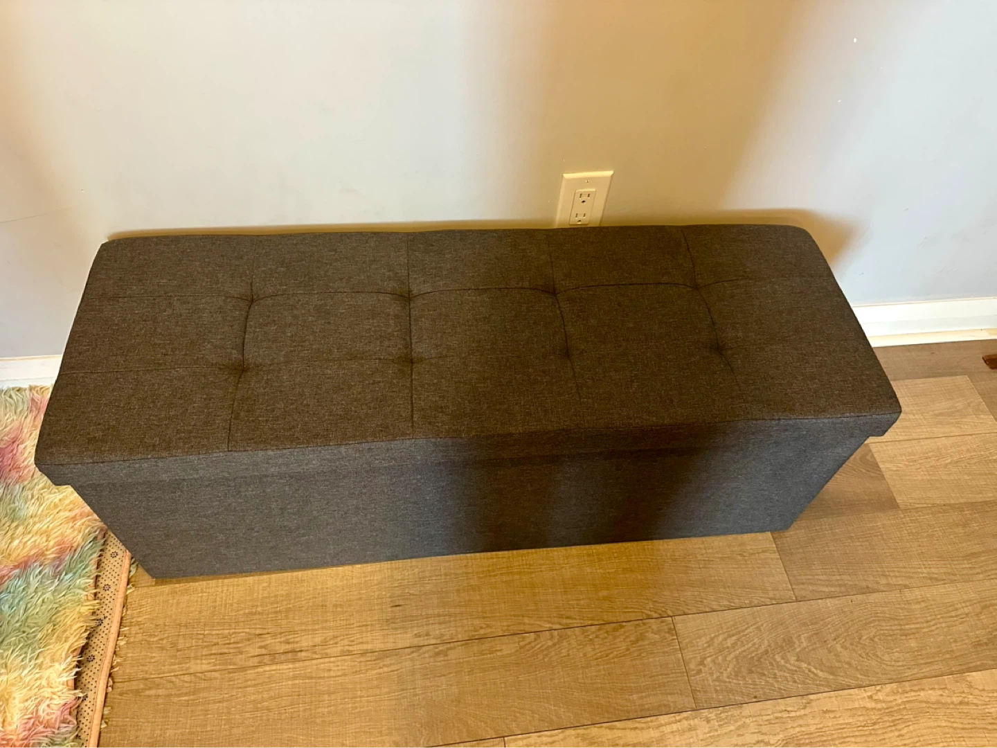 Dark Grey Tufted Storage Ottoman Bench - photo 2