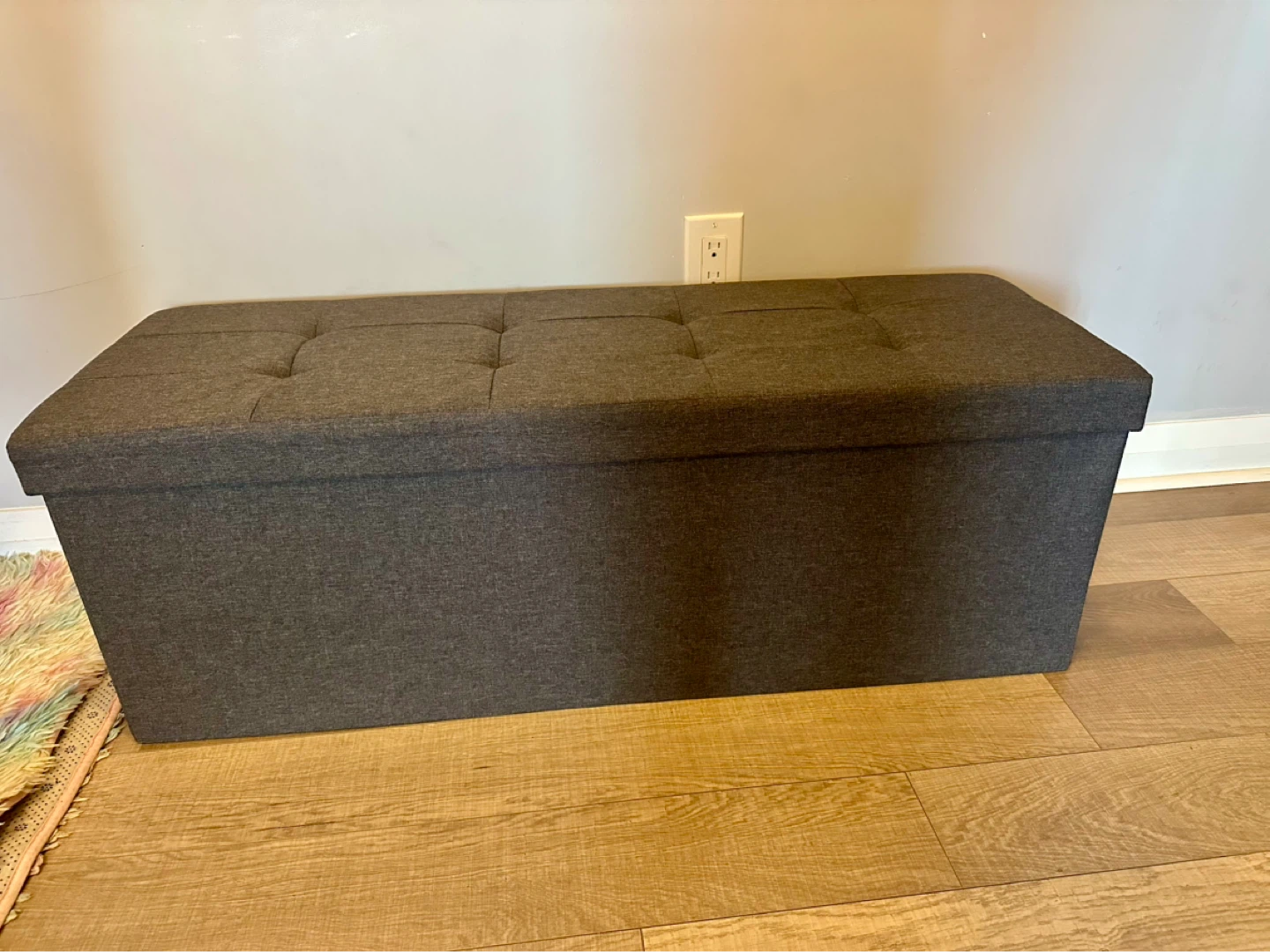 Dark Grey Tufted Storage Ottoman Bench - photo 3