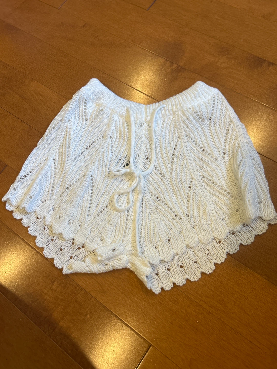 White Crochet Knit Shorts
