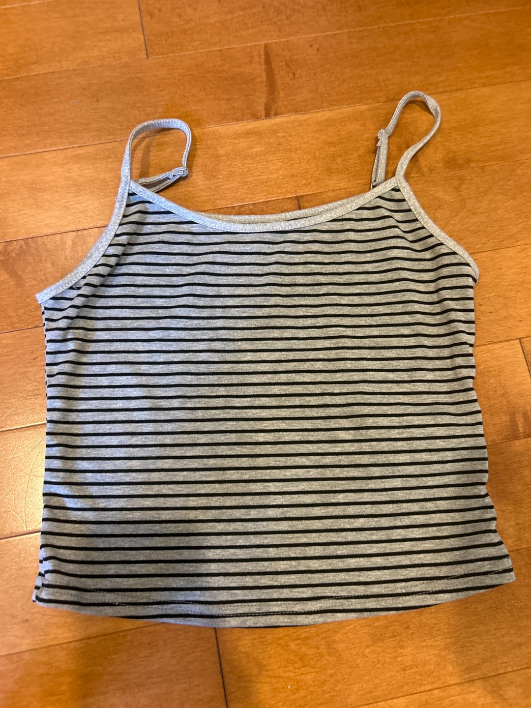 Grey and Black Striped Camisole Top