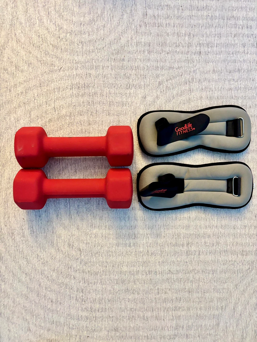 9 lb dumbbells and 2lb ankle weights