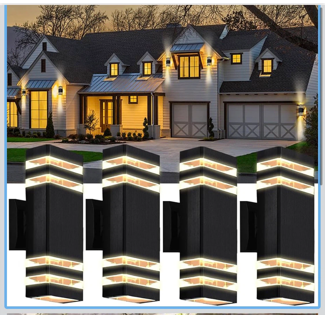 Black Outdoor Wall Sconce Lights (Set of 4)
