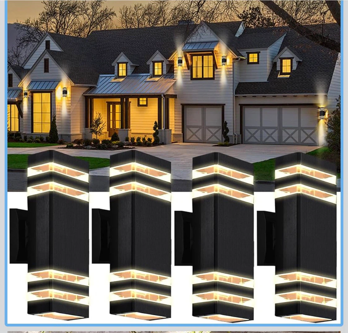 Black Outdoor Wall Sconce Lights (Set of 4) - photo 2