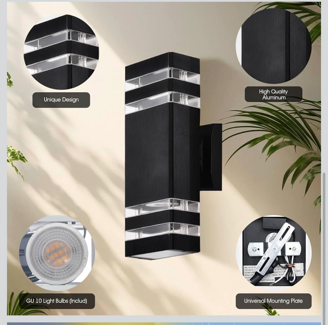 Black Outdoor Wall Sconce Lights (Set of 4) - photo 4