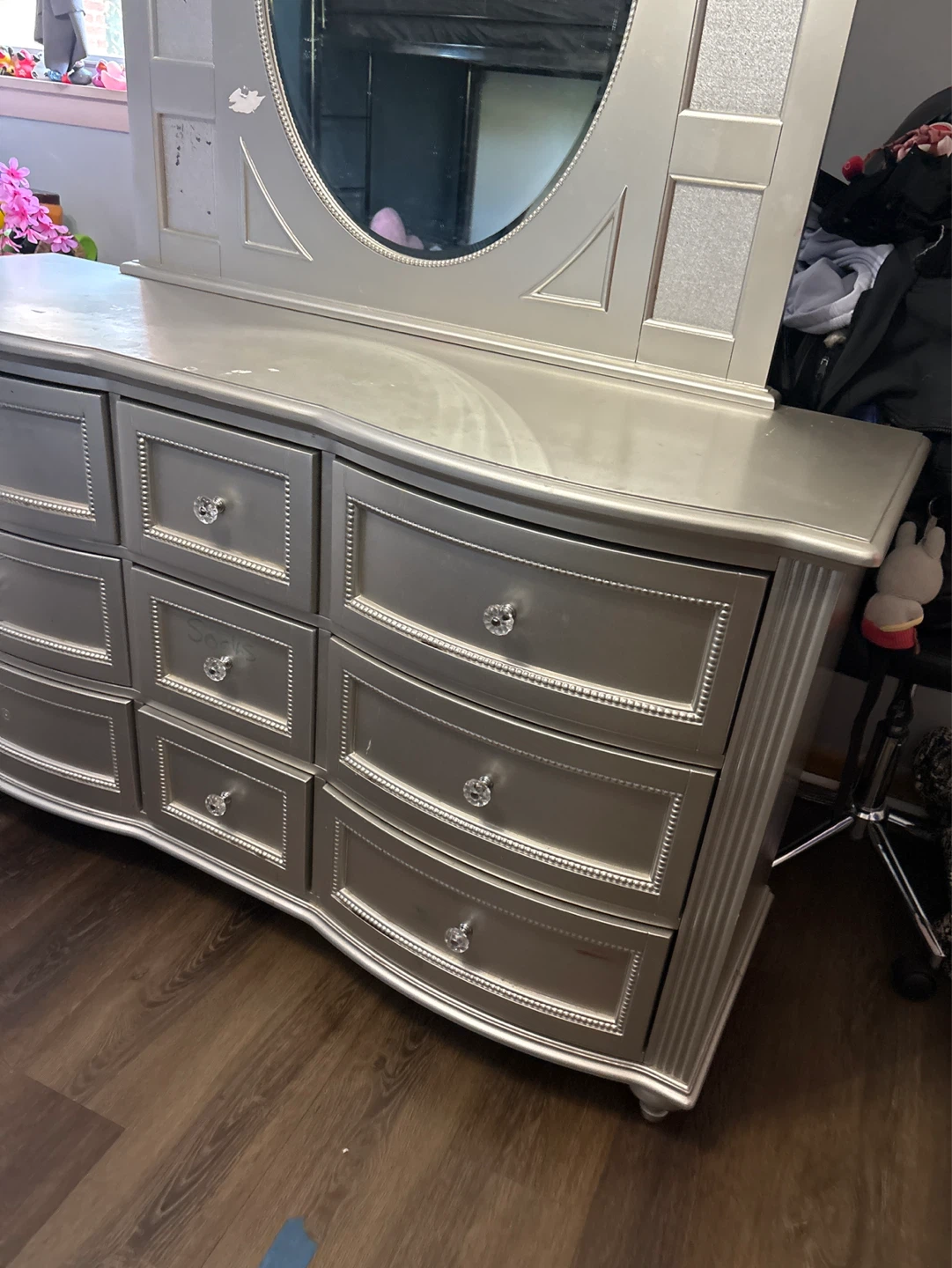 Silver Dresser with Mirror