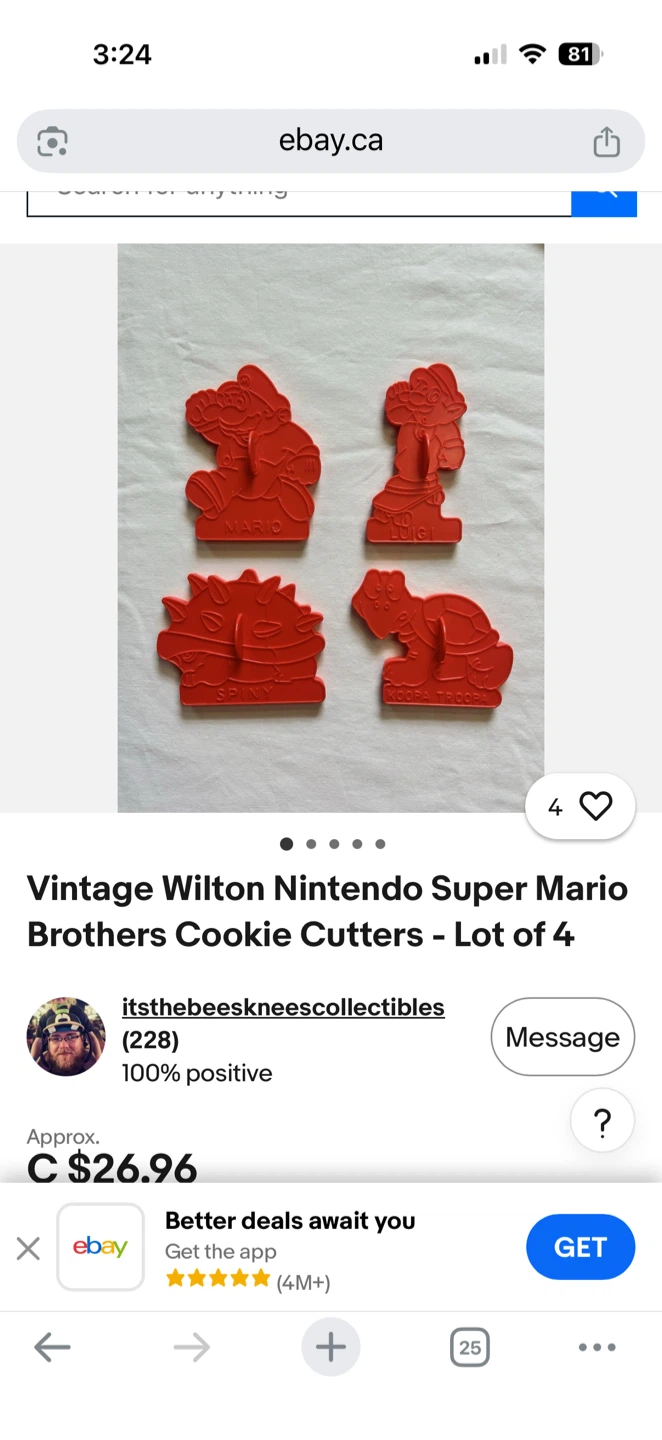 Vintage 1989 Nintendo Super Mario Cookie Cutters - Lot of 4 - photo 4