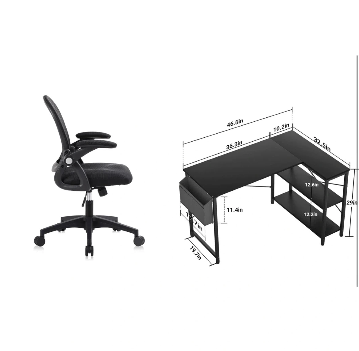 Computer Desk + Office Chair Set