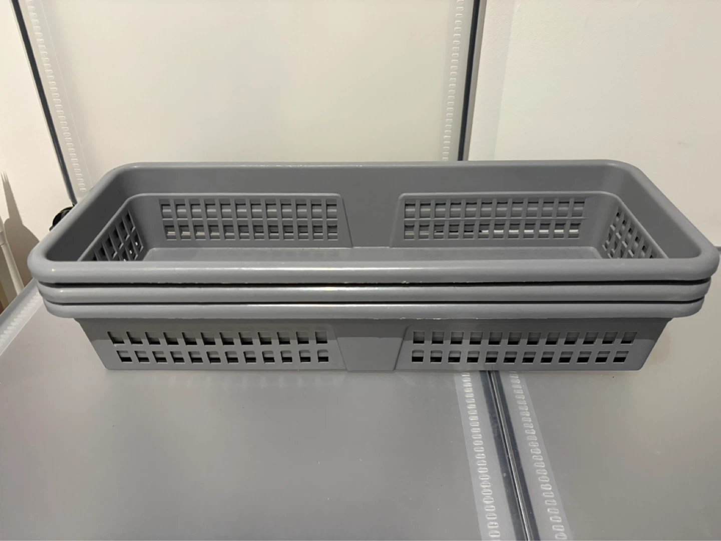 Grey Plastic Storage Baskets - Set of 3