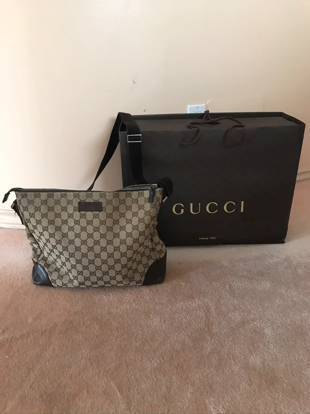 Gucci Monogram Canvas Messenger Bag