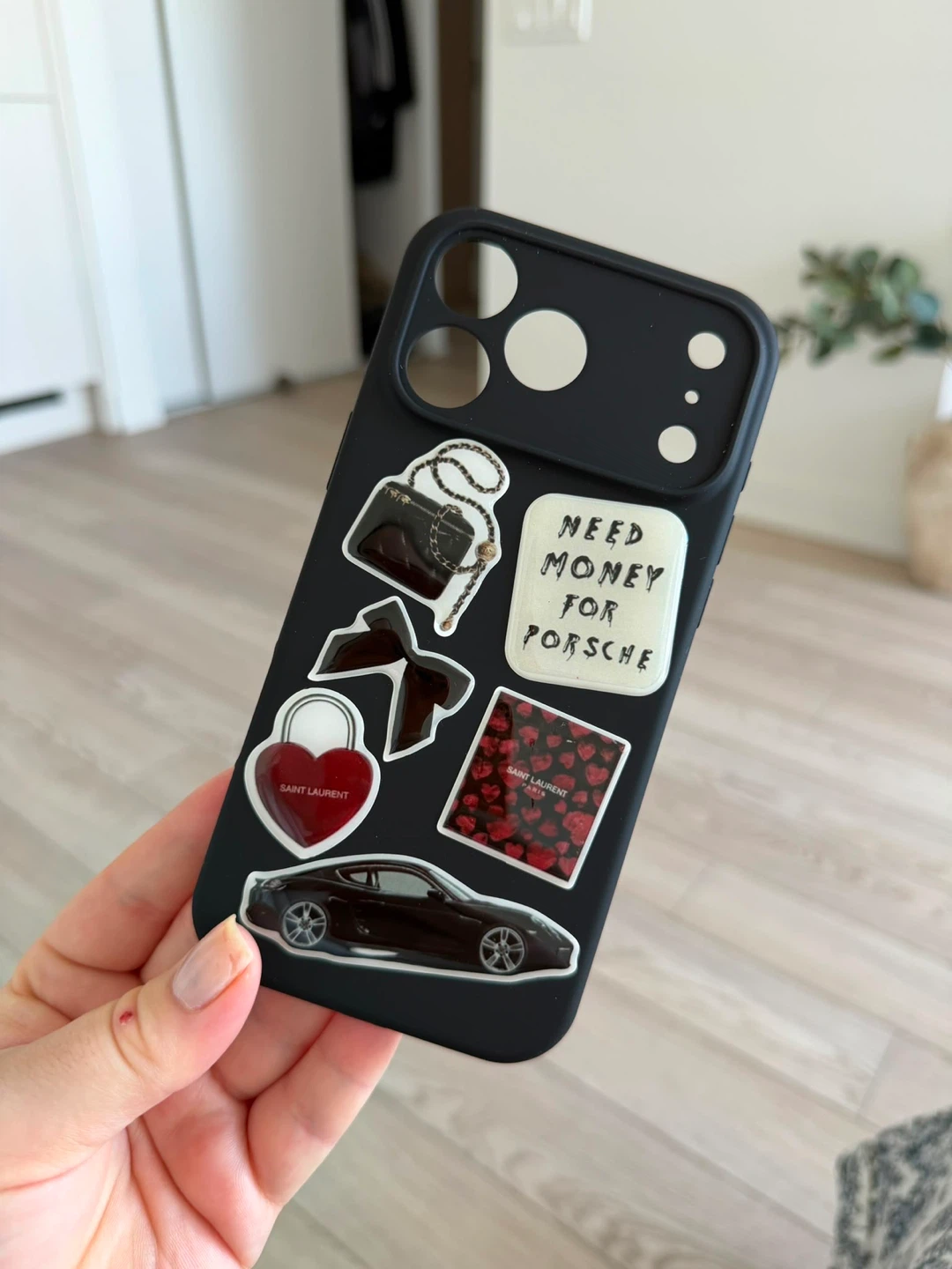 iPhone Case with Saint Laurent Stickers
