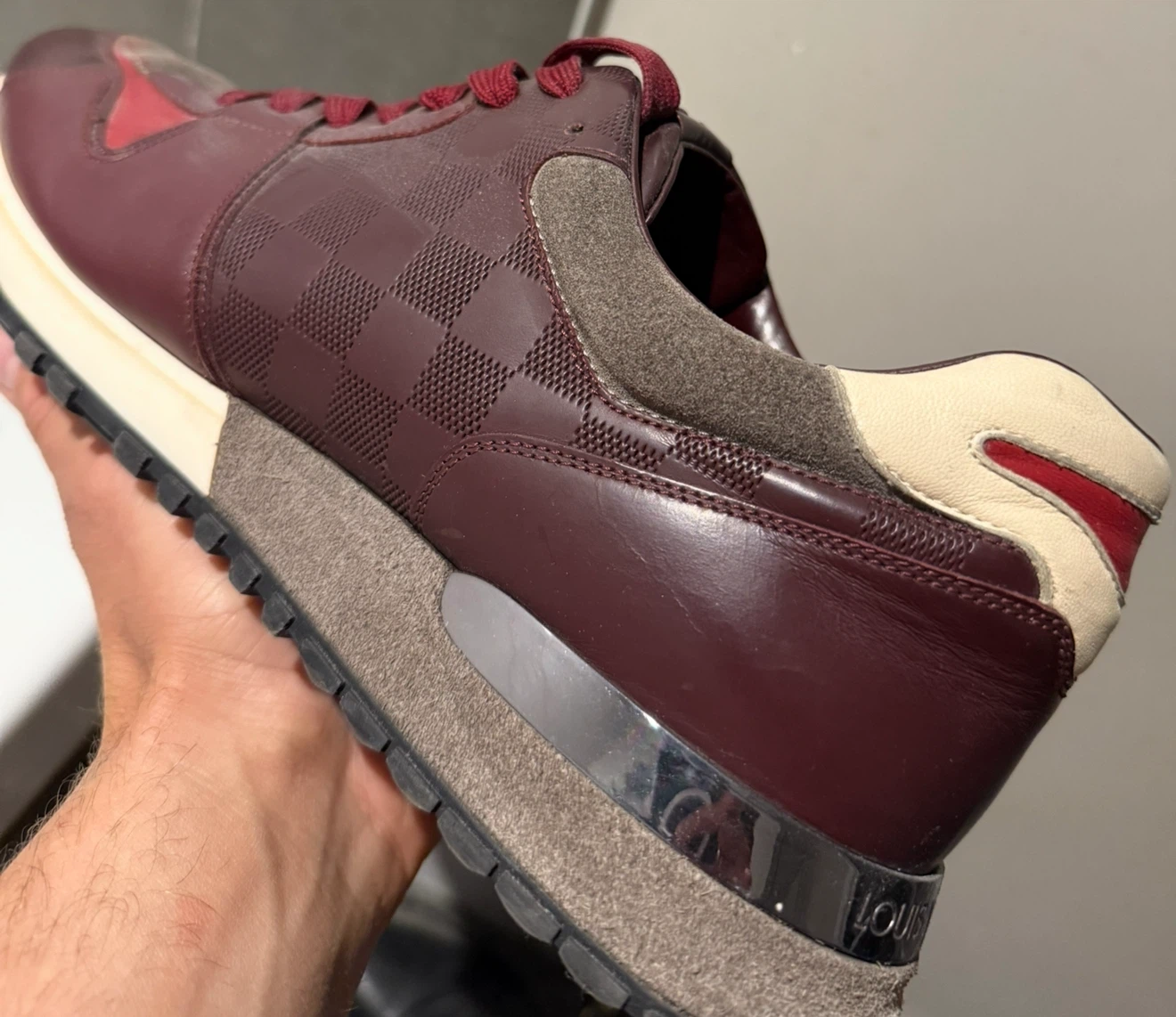Louis Vuitton Calfskin Suede Run Away Sneakers 10.5 Bordeaux - photo 3