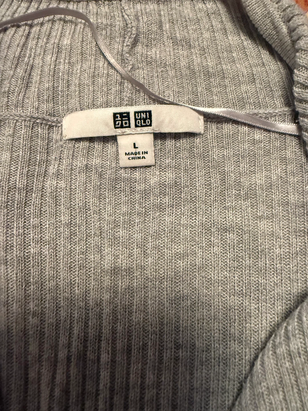UNIQLO Grey Ribbed Cardigan - Size L - photo 2