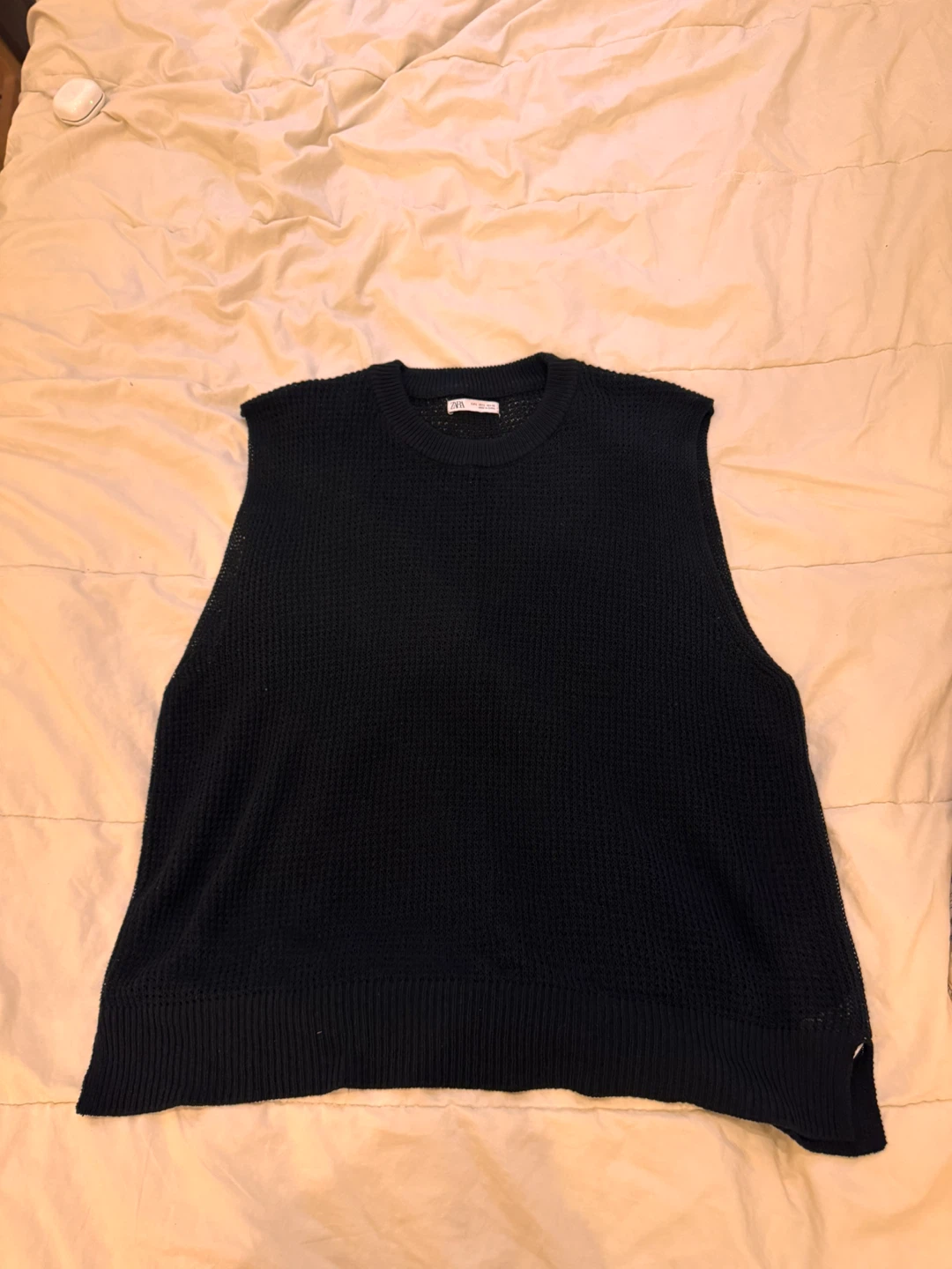 Zara Black Knit Sleeveless Vest Sweater L size
