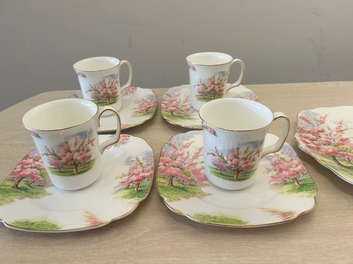 Royal Albert Blossom Time Teacup and Saucer Set with Cake Plate
