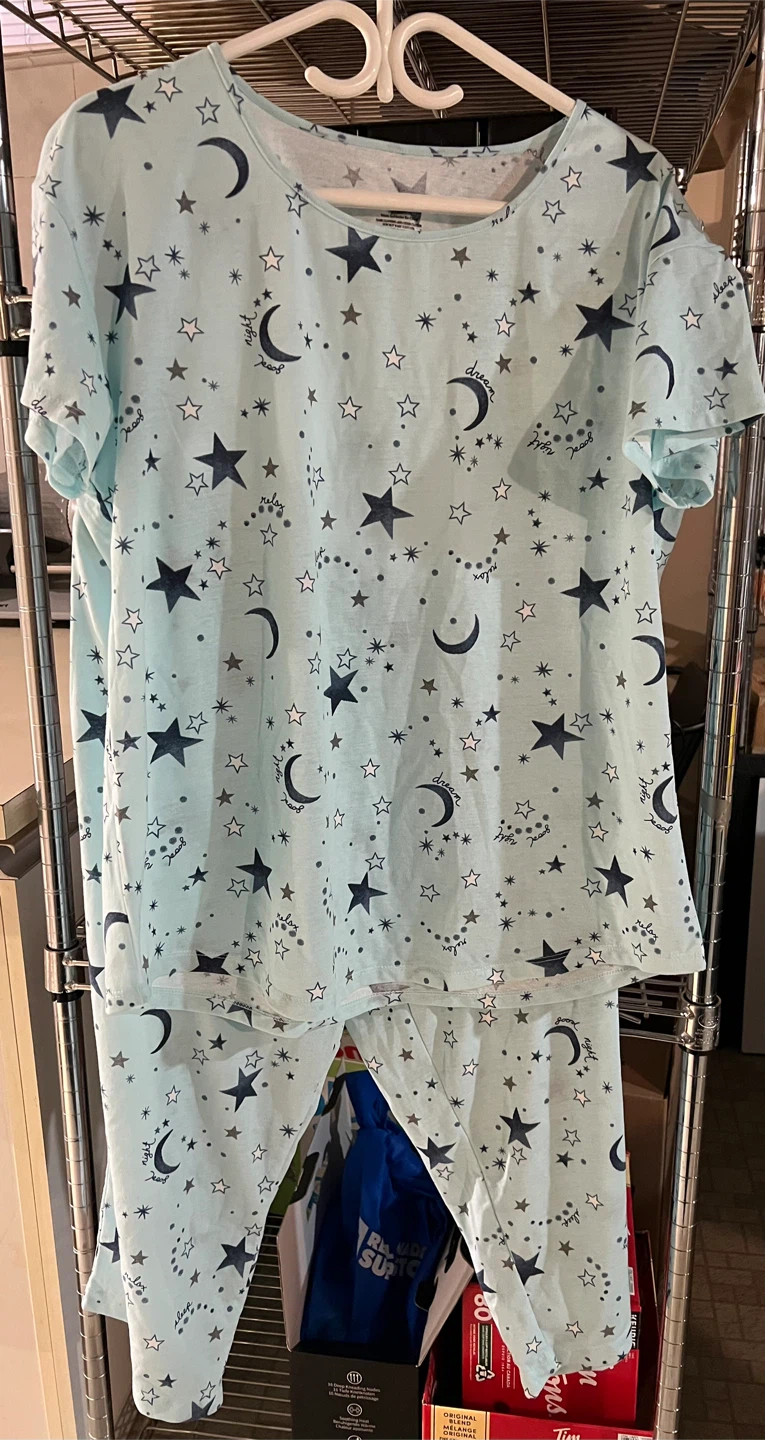 Women's Pajama Set - Moon and Stars Print