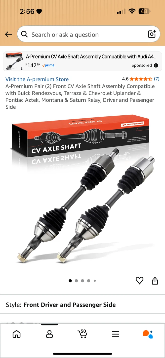 A-Premium Pair (2) Front CV Axle Shaft Assembly