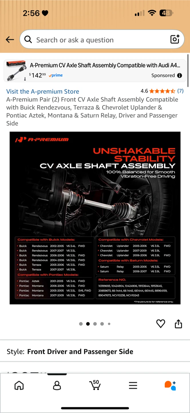 A-Premium Pair (2) Front CV Axle Shaft Assembly - photo 2