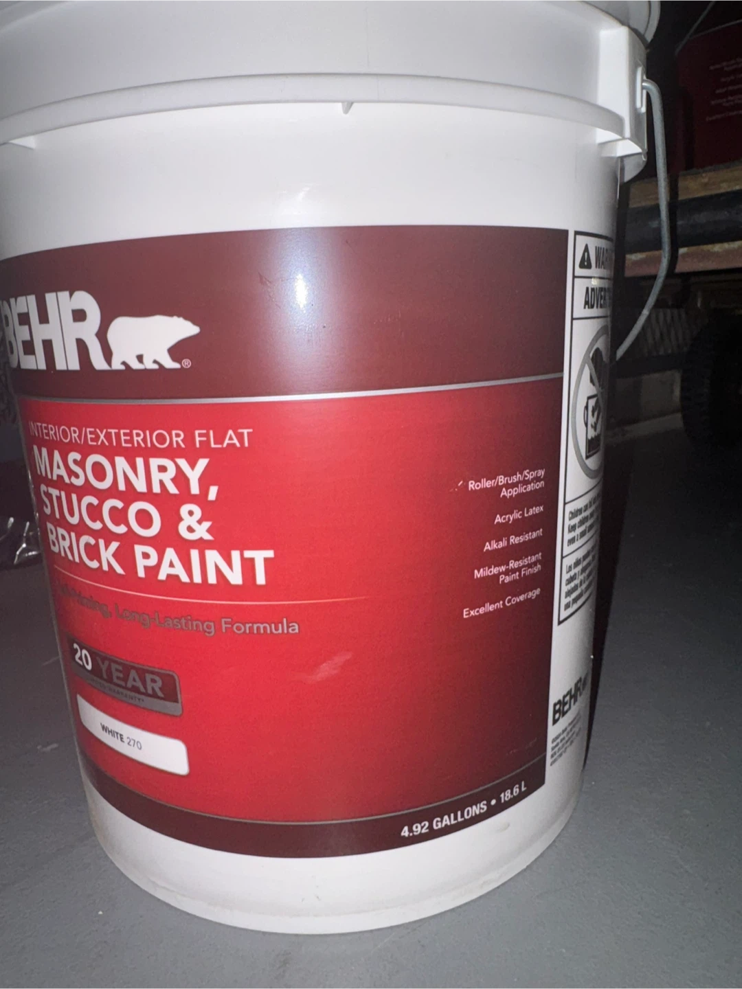 BEHR 5 Gal Masonry, Stucco and Brick Interior/Exterior Paint - photo 2