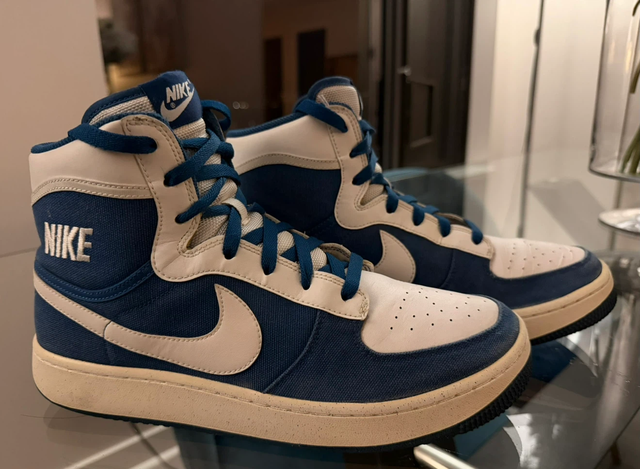 Nike High Top Sneakers - Blue & White Denim 44
