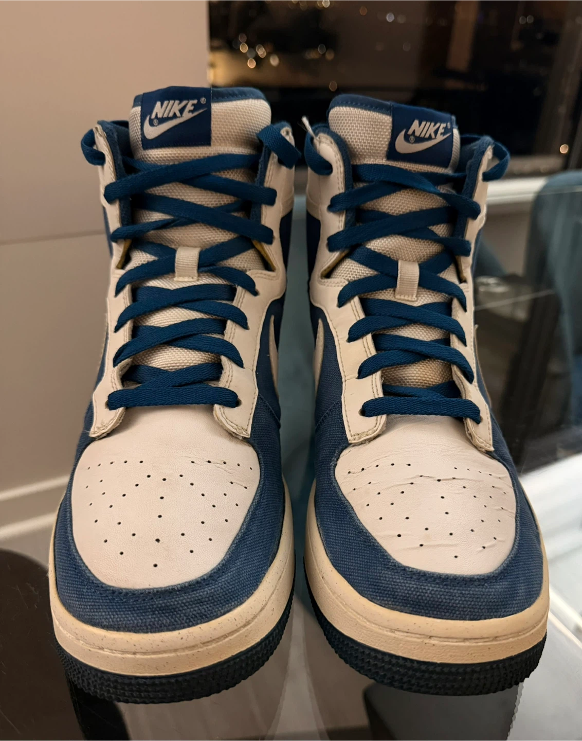 Nike High Top Sneakers - Blue & White Denim 44 - photo 3