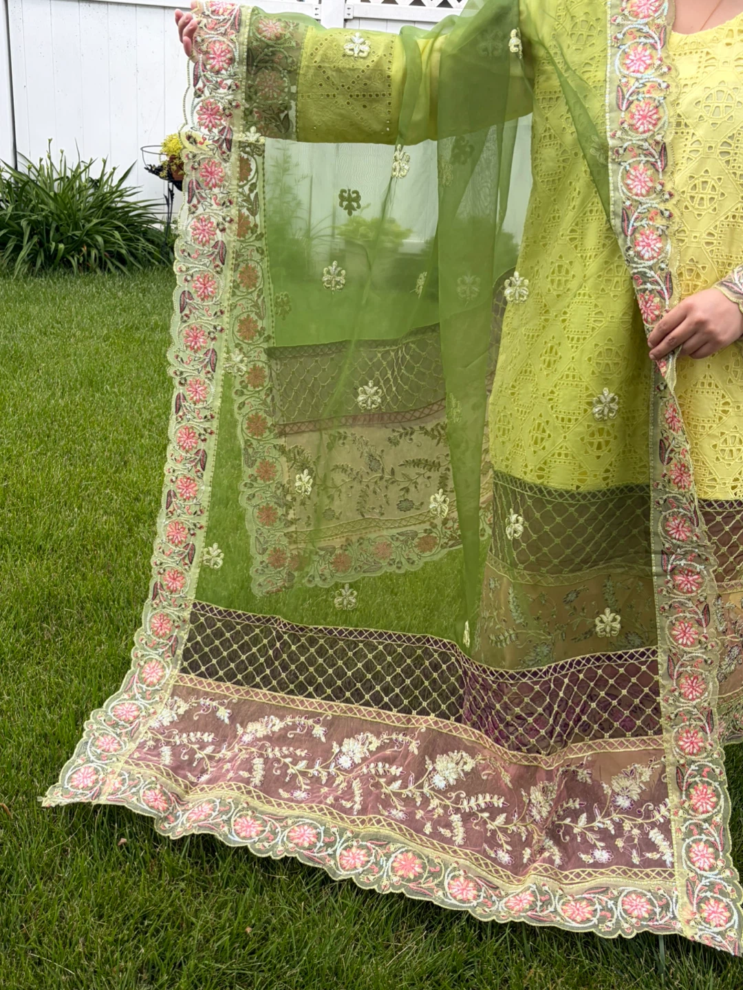 Yellow Embroidered Kurta with Dupatta - photo 4