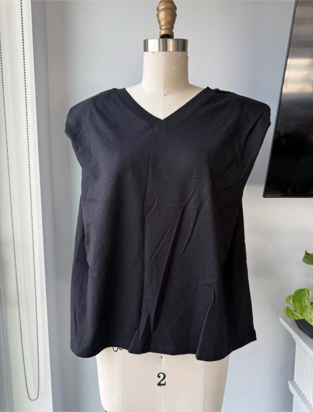 Babaton Sleeveless V-Neck shoulder pad Top