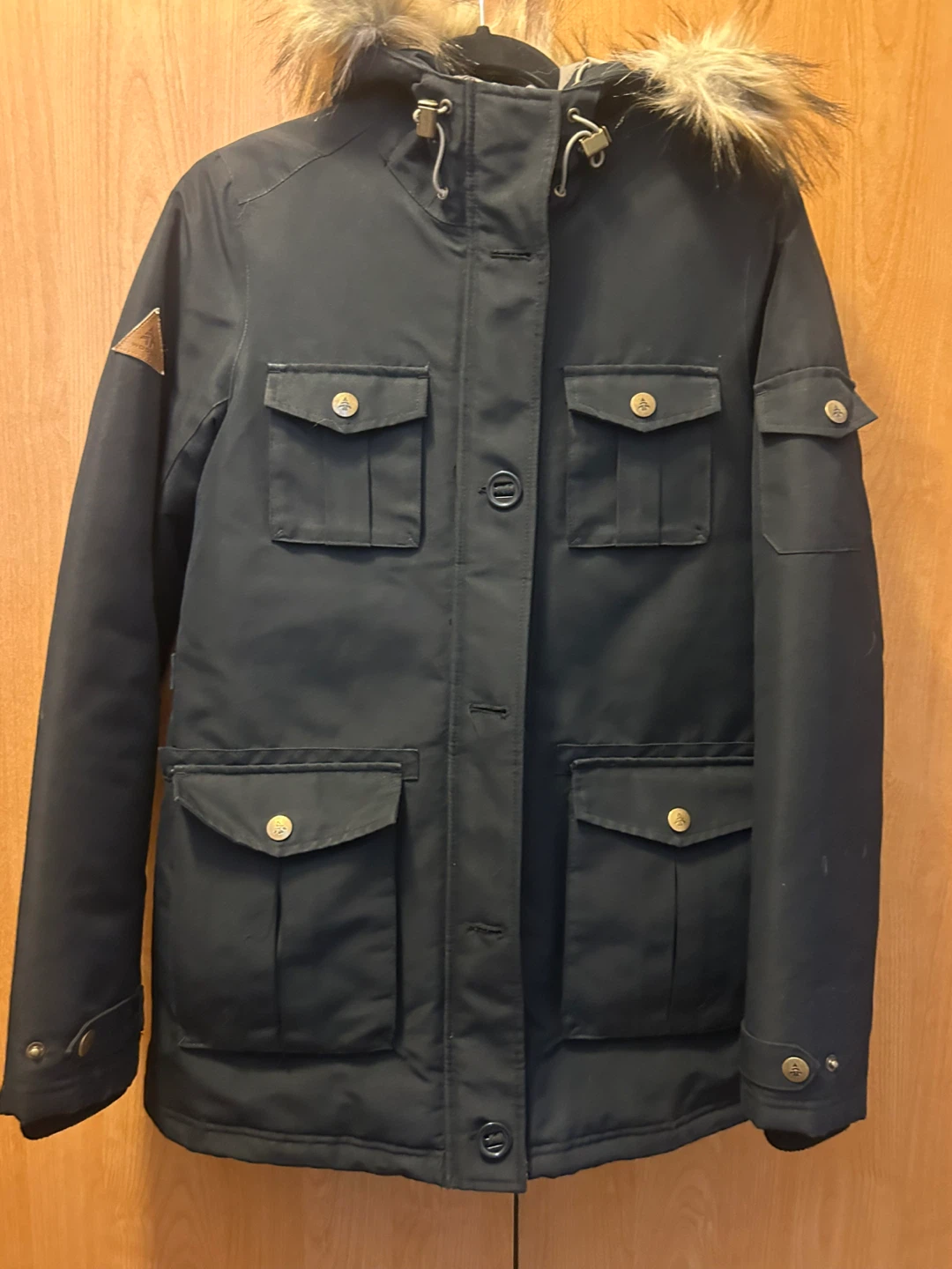 Black Parka Jacket with Fur Hood