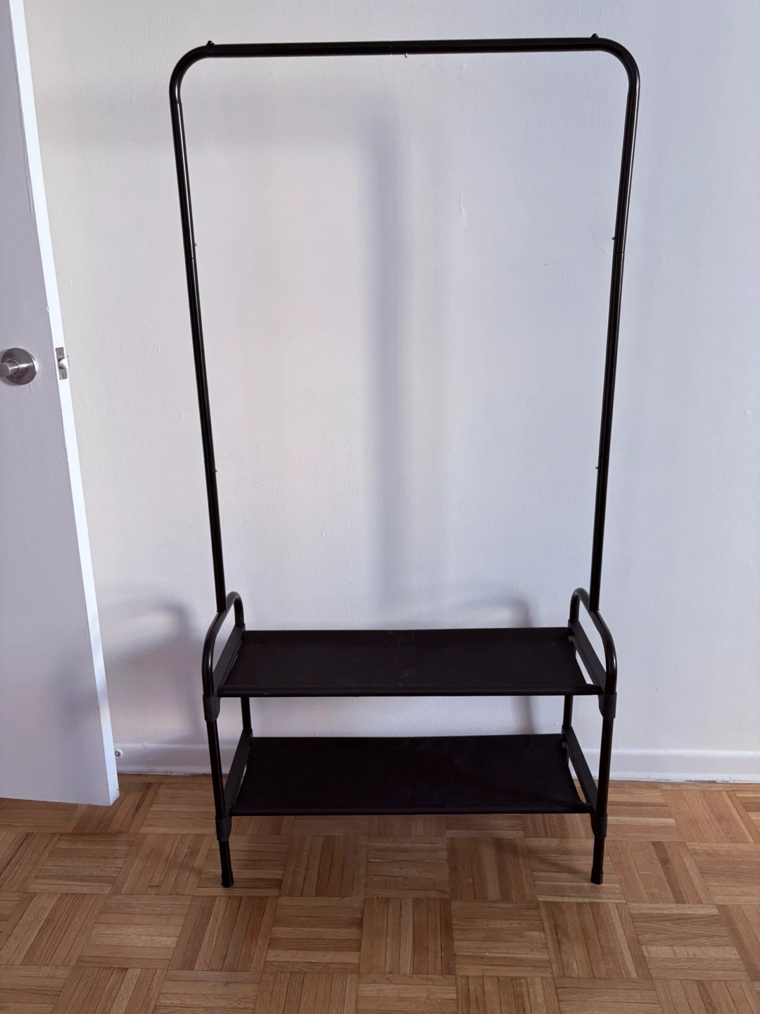 Black garment rack with two shelves - photo 2