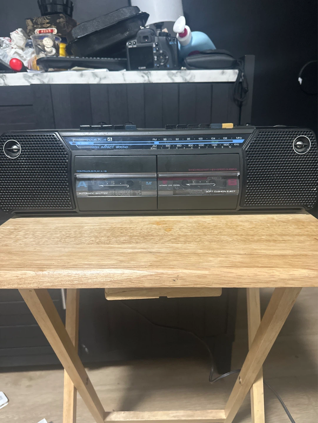 Four Plus Dual Cassette Boombox Radio