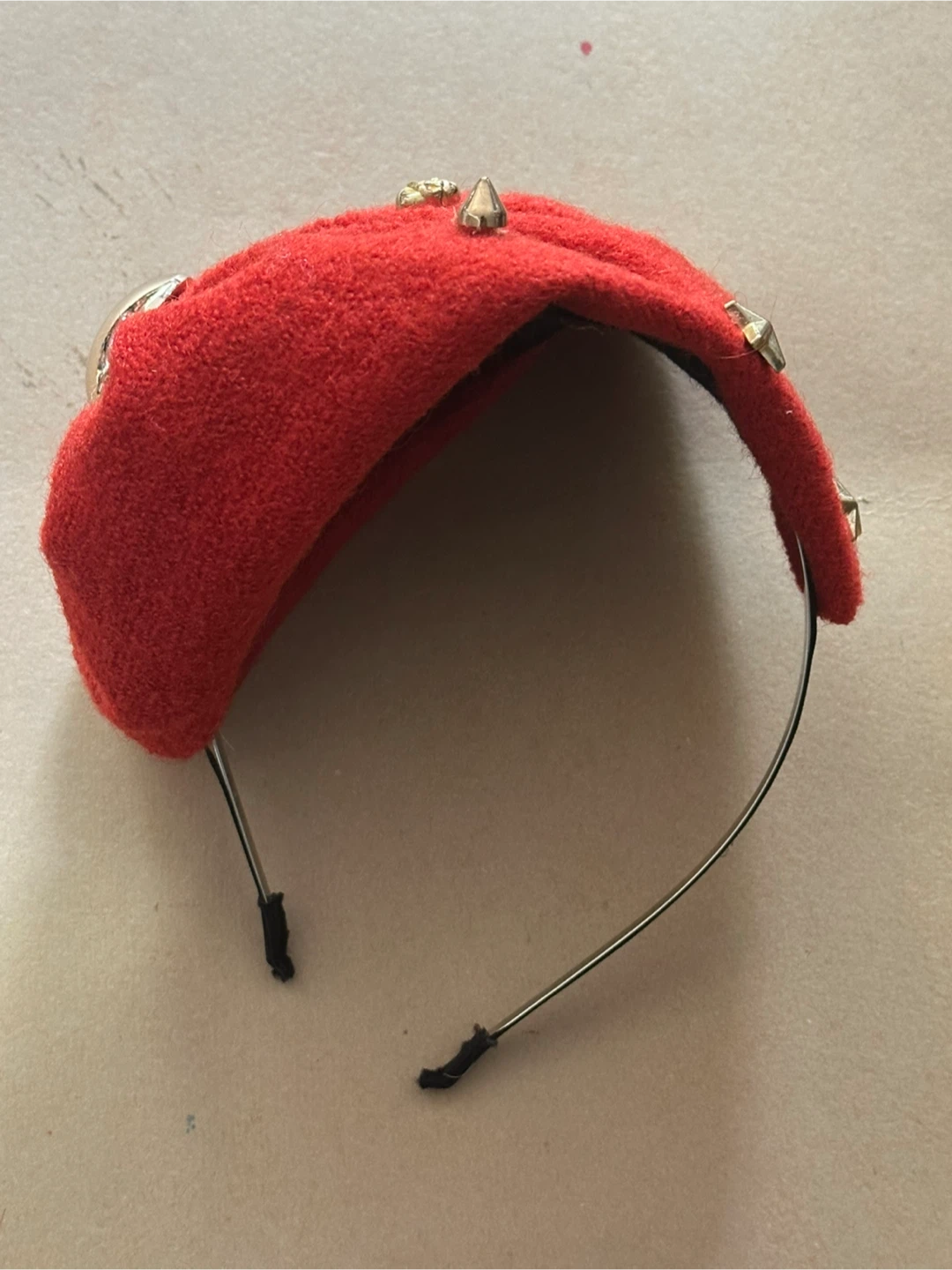 vintage-style red cocktail fascinator headband