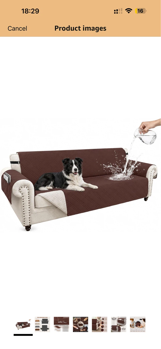 Sofa Cover - XL Sofa (4-Seater) - Burgundy/Beige