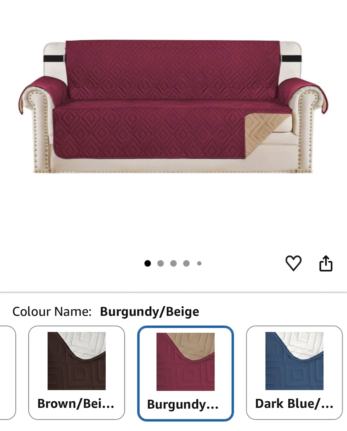 Sofa Cover - XL Sofa (4-Seater) - Burgundy/Beige - photo 4