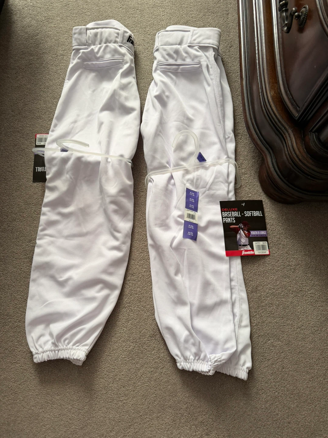Franklin Deluxe Youth Baseball/Softball Pants - White, XL/XG