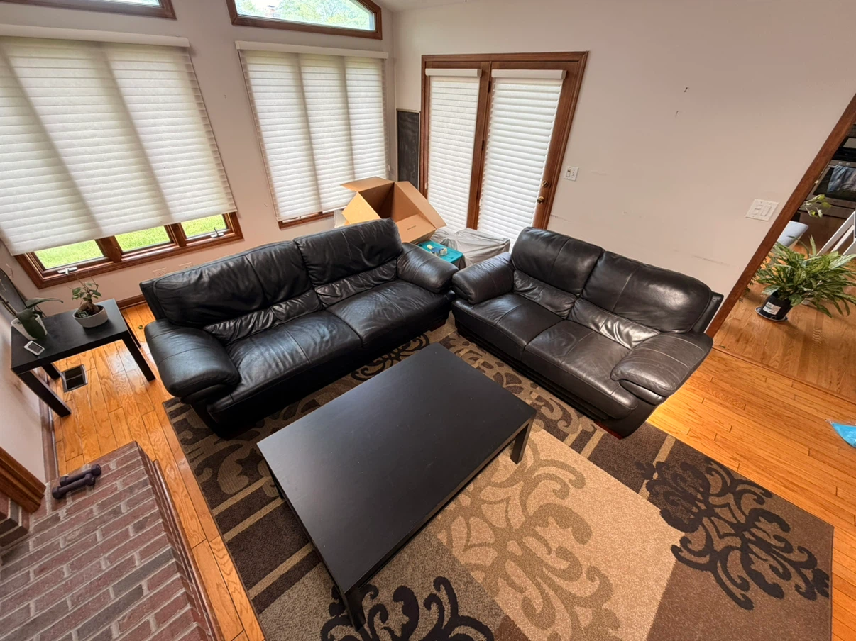 Black Leather Sofa and Loveseat
