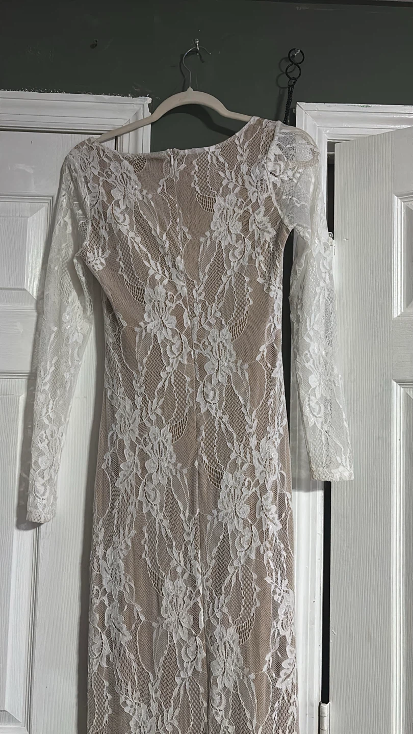 White Lace Long Sleeve Maxi Dress - photo 5