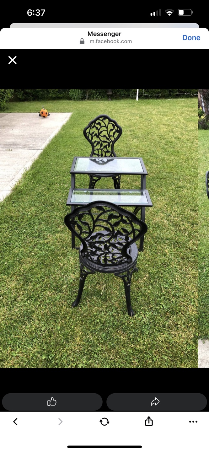 Black Cast Iron Bistro Set with Glass Tops - photo 3